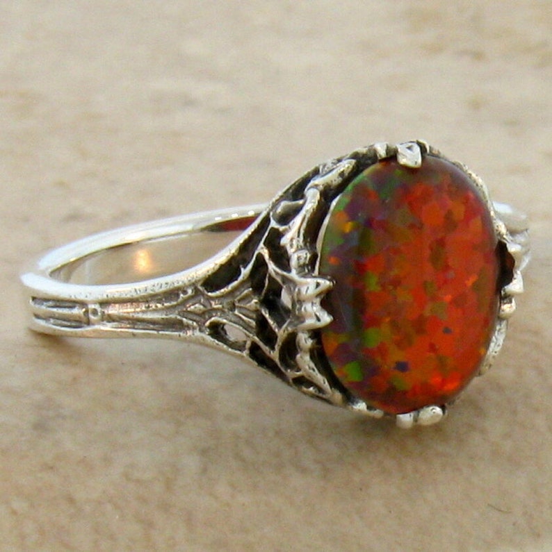Orange Fire Opal 925 Sterling Silver Certified 4.25 Carat Oval Shape Ring for Christmas /& Birthday Gift