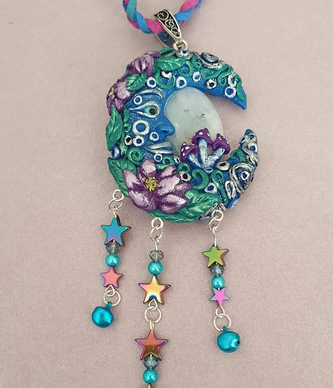 Lunar Moon Polymer clay jewellery Hand sculpted necklace Etsy