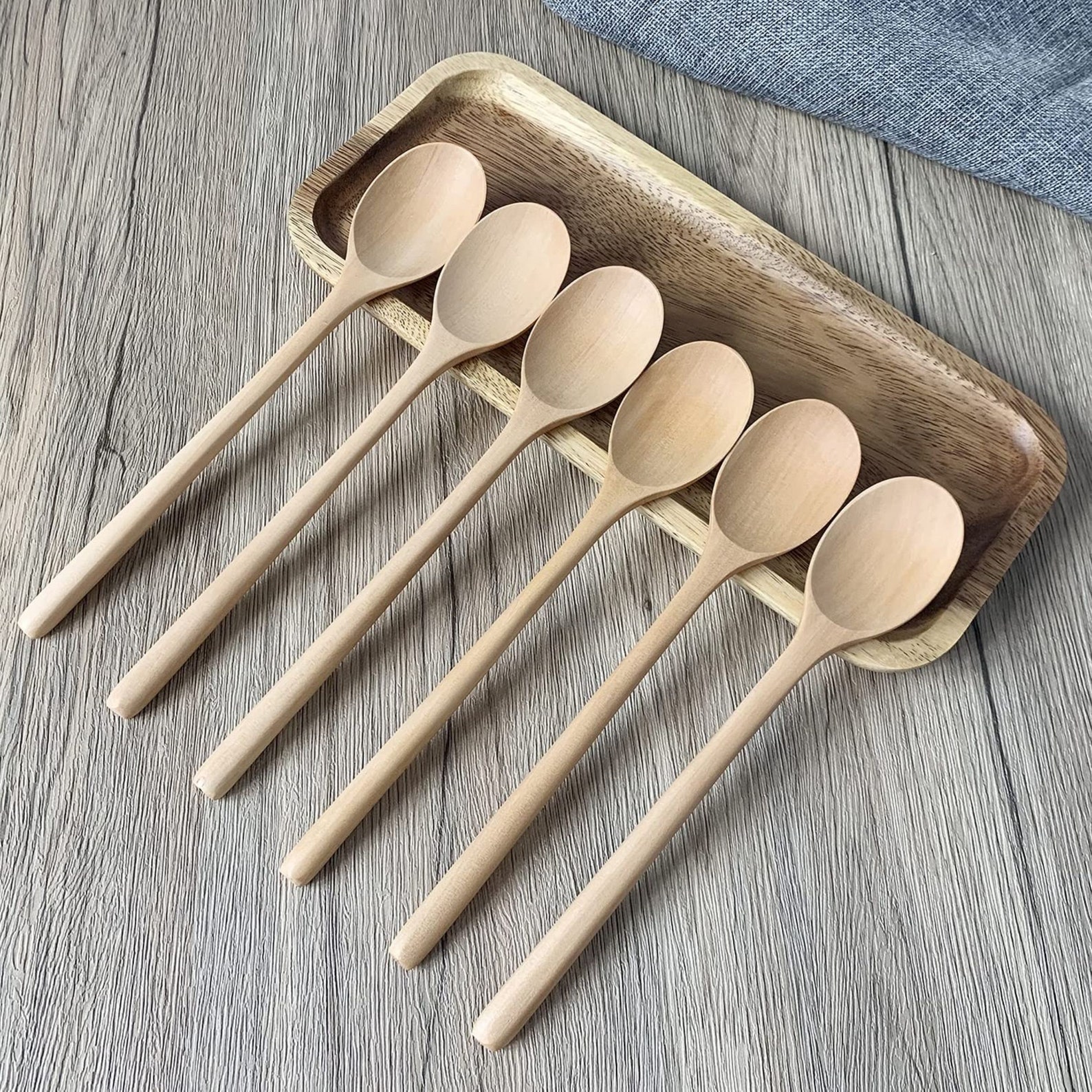 Wooden Spoons 6 Pieces 9 Inch Wood Soup Spoons for Eating Etsy