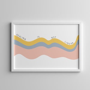 La guarigione non è lineare, stampa digitale, poster sulla salute mentale, citazione, terapia, consulente, arte murale per ufficio dello psicologo, ritratto di guarigione, paesaggio