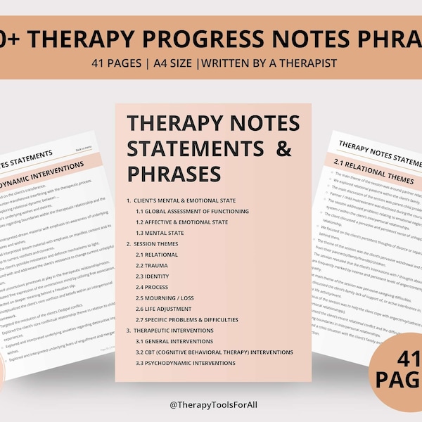 Therapy Progress Notes Cheat Sheet Phrases and Statements Counselor Tools Psychologist Psychotherapy Interventions CBT EMDR Resources