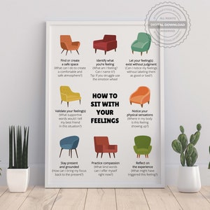 Siediti con i tuoi sentimenti Terapia Ufficio Decorazione Regalo Consulente Ufficio Arte Poster Salute Mentale Sentimenti Stampa Emozioni Elaborazione CBT DBT ACT