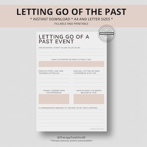 Letting Go Forgiveness Printable Interactive Worksheet Journal Inserts Planner Notebook Self Help Tool Therapy Mental Health Counseling Aid