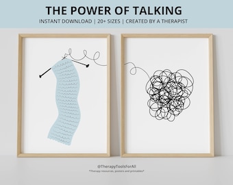 The Power of Talking Therapy Poster, Psychotherapy, Psychologist Print, Mental Health Office Decor, Therapist Gift, Mental Clarity Counselor