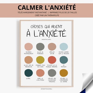 Calmer et Contre L'anxiété Anxiety DIGITAL Print French Therapy Counselor Office Psychologist Self-help Mental Health Poster Santé Mentale