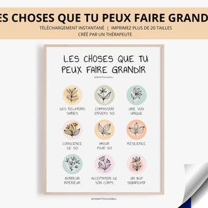 Les Choses Que Tu Peux Faire Grandir DIITAL Santé Mentale Print in French Therapy Office Decor Therapist Art School Counselor DBT Self care