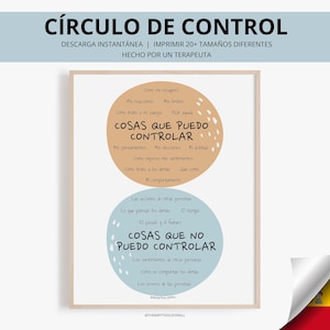 Spanish Circle of Control Mental Health Digital Print Therapy Counseling Wall Art Therapist Office Decor Things I Can Control Poster