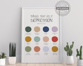 Impressão digital sobre depressão, terapia, conselheiro, psicólogo, autoajuda, pôster de saúde mental, autocuidado, escritório, decoração de parede para casa, TCC DBT