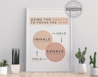 Atmen, Erdungstechnik Digitaldruck, Achtsamkeit Poster, Therapie, Beratung Büro Wandkunst, Beruhigung, Angst, Geistige Gesundheit Dekor