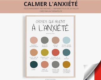 Calmer et Contre L'anxiété Anxiety DIGITAL Print French Therapy Counselor Office Psychologist Self-help Mental Health Poster Santé Mentale