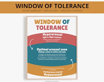 Window of Tolerance, Nervous System, Emotional Regulation, Therapy Office Decor, Therapist Tools, Counseling EMDR Resources Mental Wellbeing