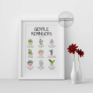 Gentle Reminders Positive Affirmations DIGITAL Print Mental Health Wellbeing Art Therapy Office School Counselor Poster Self Love Compassion image 3