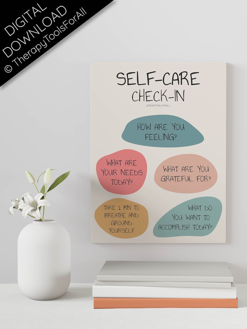 Self Care Digital Poster Self Love Mental Health Well Being Etsy