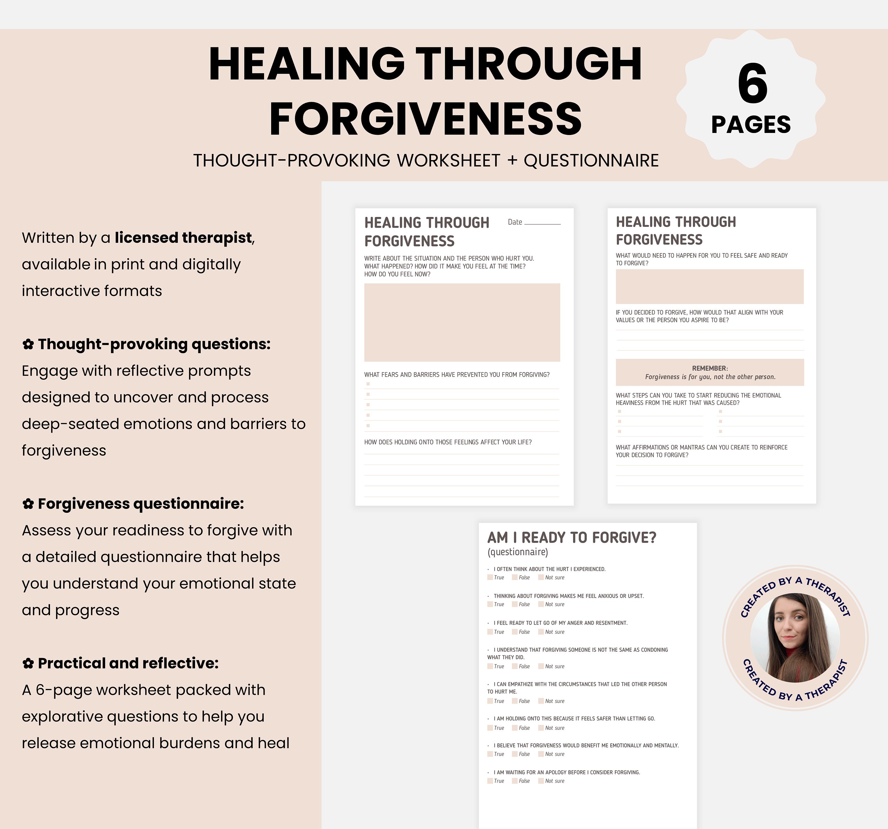 Healing and forgiveness therapy journal.