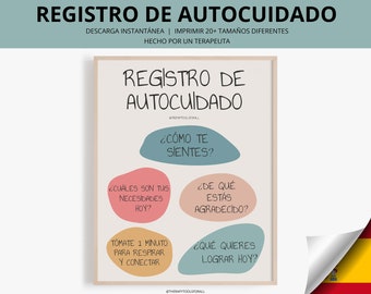 Spaanse autocuidado zelfzorg digitale poster geestelijke gezondheid welzijn afdrukken schoolbegeleider kantoor decor therapeut therapie wellness kunst