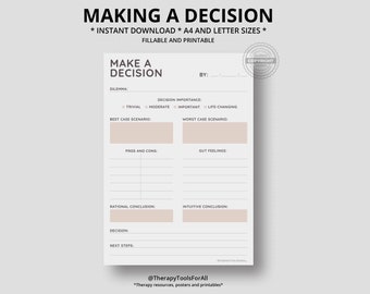 Healthy decision making worksheet