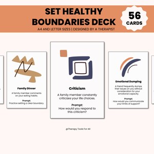 Communication tools for therapy, featuring boundary-setting flashcards and counseling questions. Supports personal growth, healthy boundaries, and self-discovery.