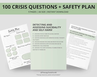 Crisis Intervention Safety Plan Risk Assessment Counseling Questions Therapy Self-harm School Counselor Therapist Tools Suicide Prevention