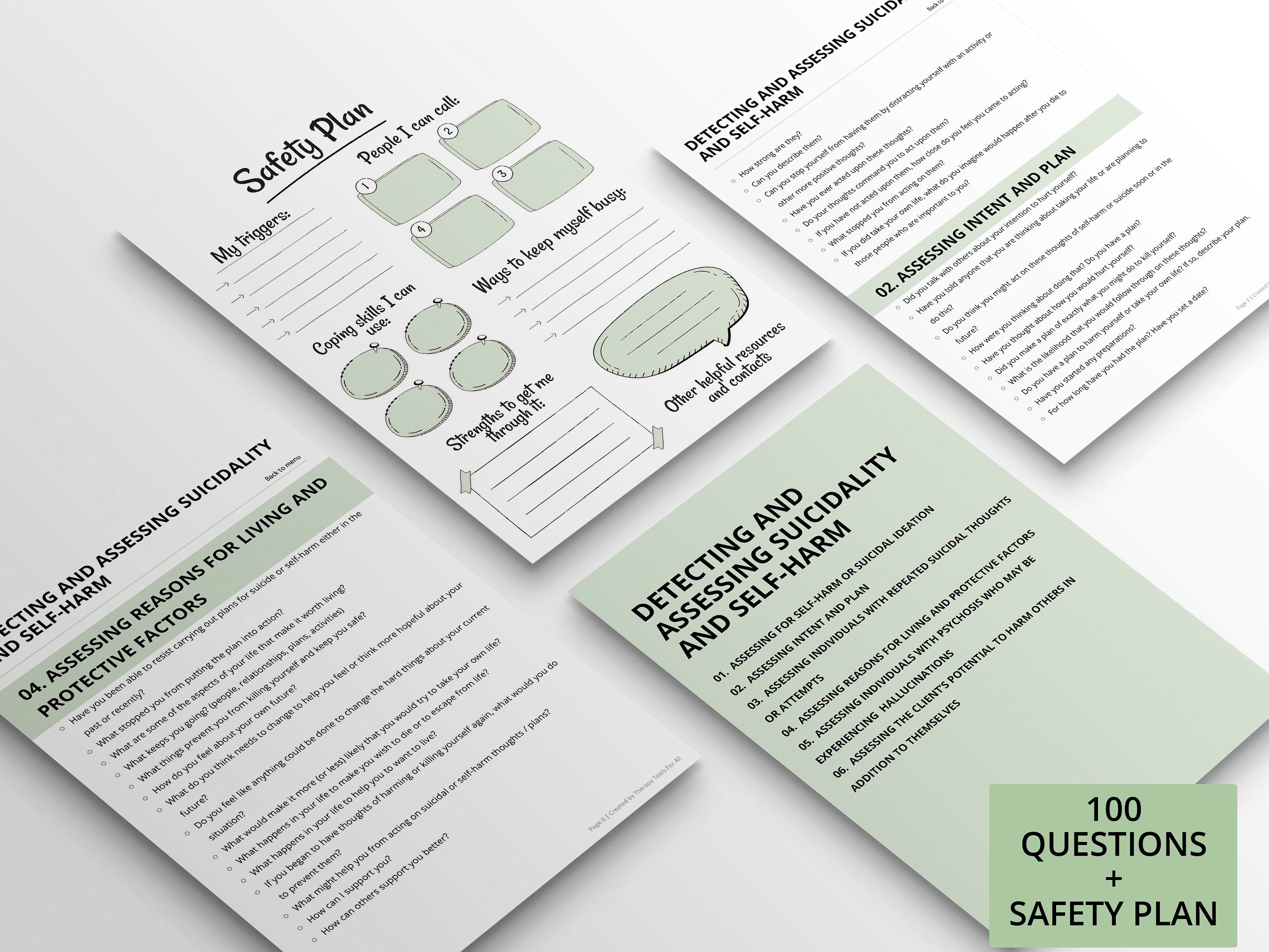 Counselling Risks Crisis Intervention Safety Plan Risk Assessment Counseling Questions ...