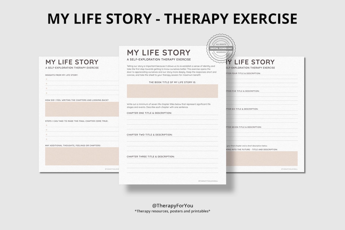 Life Story Narrative Therapy Printable Interactive Worksheet Journal ...