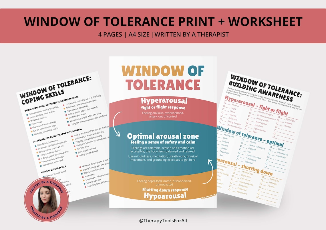 Window of Tolerance Worksheet, Emotional Regulation, Nervous System ...