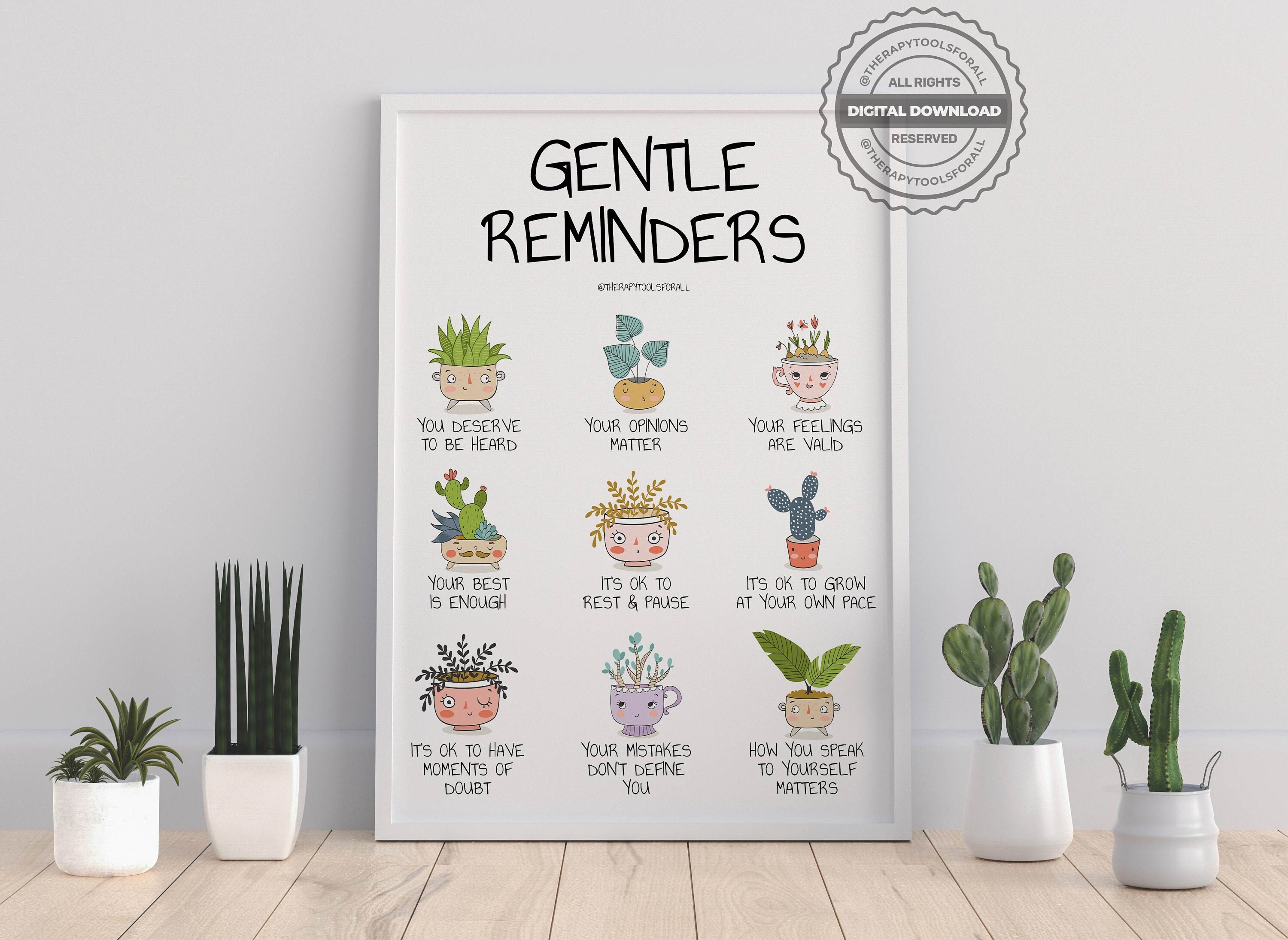 Gentle Reminders Positive Affirmations DIGITAL Print Mental Etsy