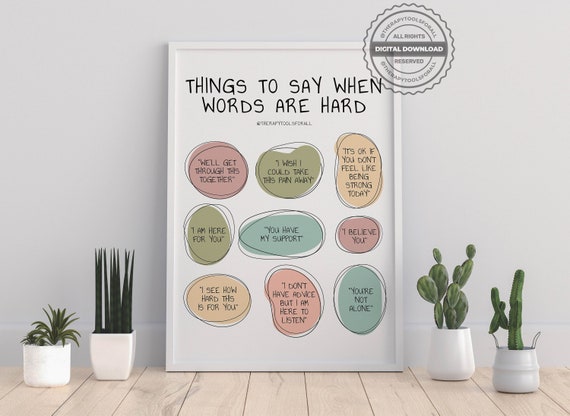 Words of Support DIGITAL Mental Health Poster Therapy Office Print School Counselor Corner Mental Wellbeing Encouragement Uplifting Art
