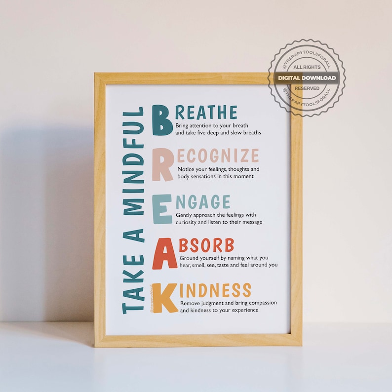 Mindfulness DIGITAL Print Mental Health Poster Therapy Office - Etsy