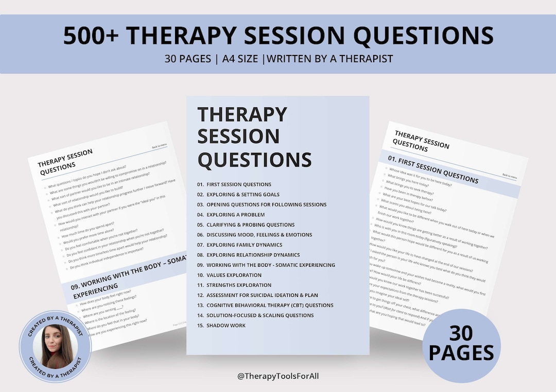 Therapy counseling session questions interventions therapist tools cbt