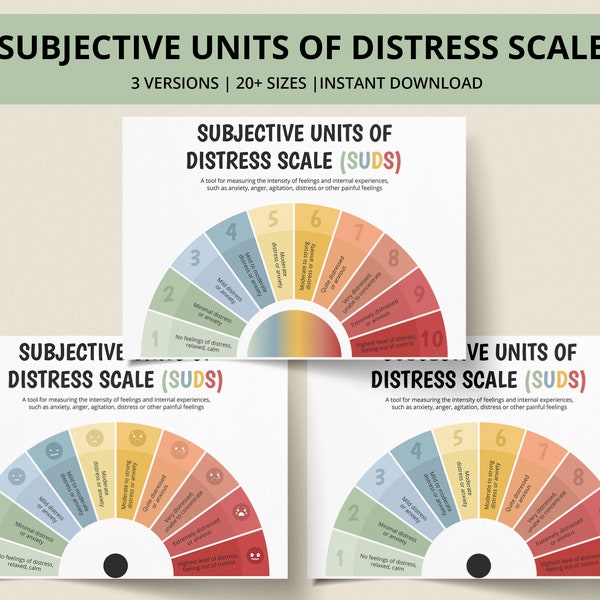 SUDS Subjective Units of Distress Scale Therapy Print Therapist Office Decor EMDR BPD Anxiety Relief Guidance Counselor Calm Corner dbt cbt