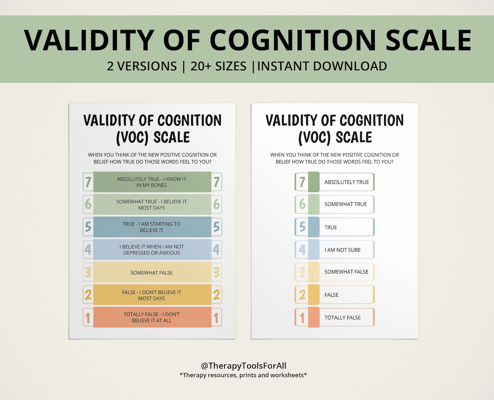EMDR Cognitions Validity of Cognition VOC Scale Therapy Office Decor ...