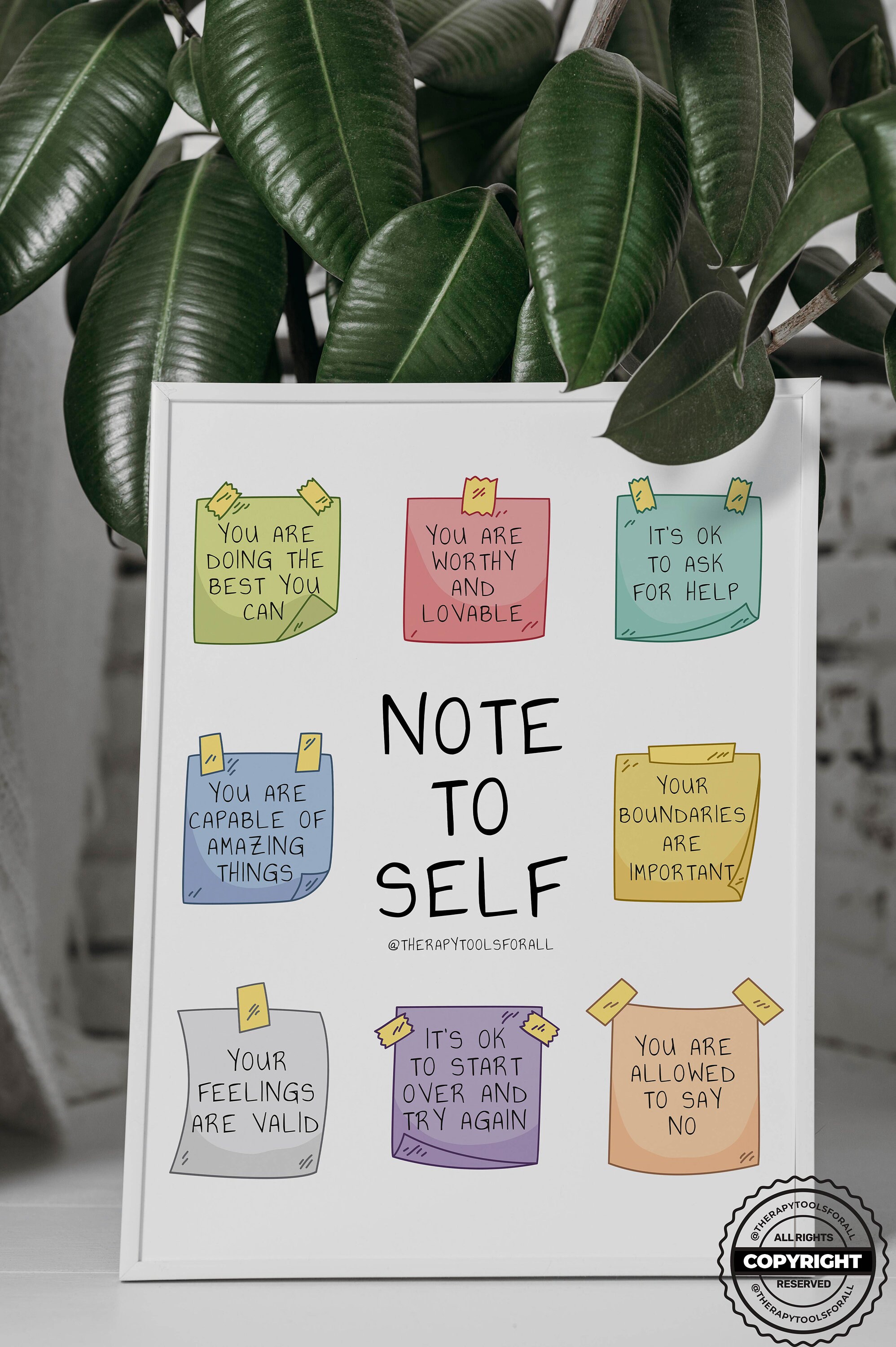 Note to Self Digital Mental Health Poster, Self Love, Self Care ...