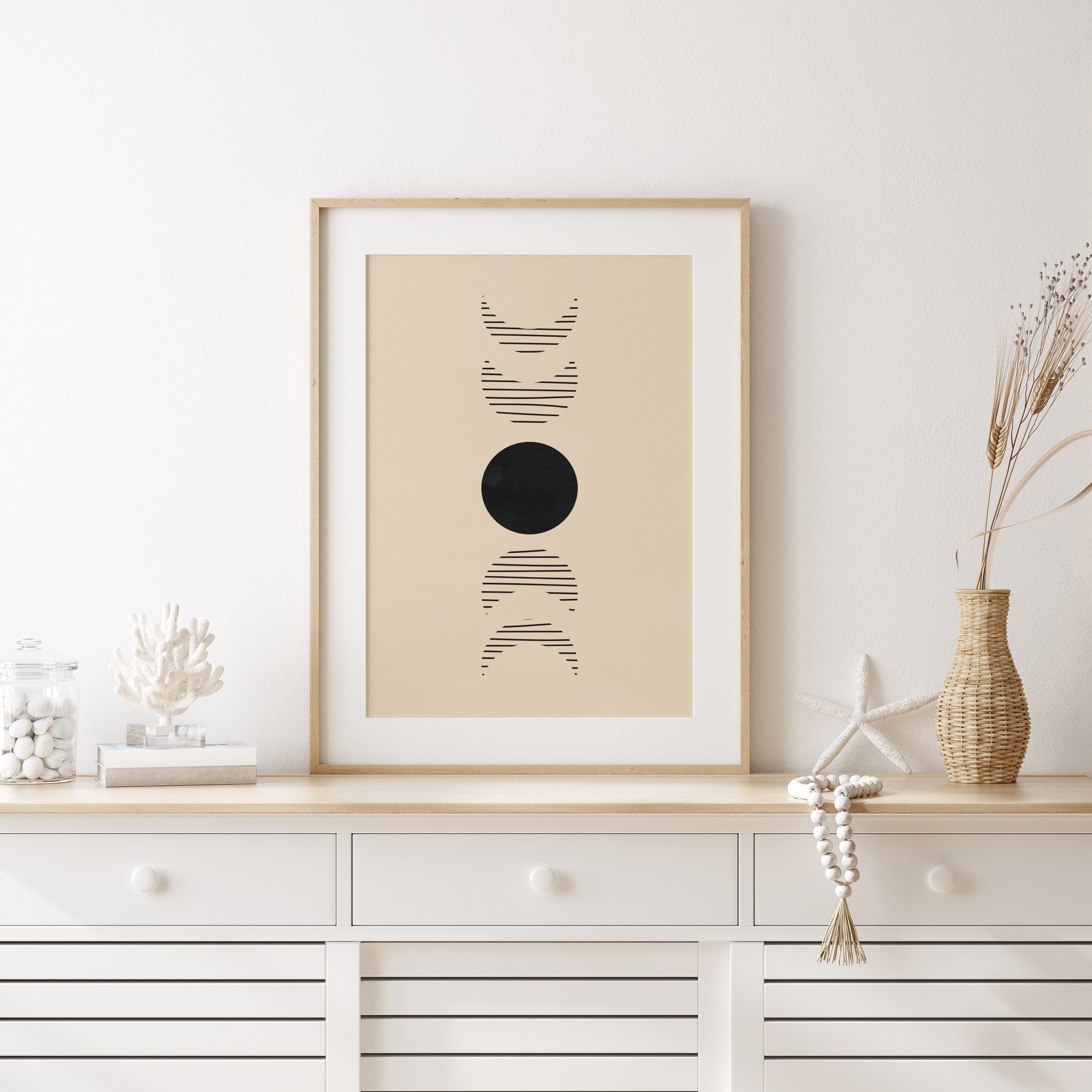 Mid century modern art print set of 3 landscape Sun mountain Etsy