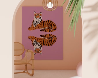 Tiger Art Print, Trendy Wall Art, Eclectic, Feline Art Print, Tiger Poster