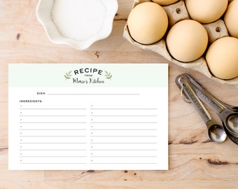 Personalized Double Sided 6 x 4"  Recipe Cards, Custom, Stationery Set, Gift, Cook gift