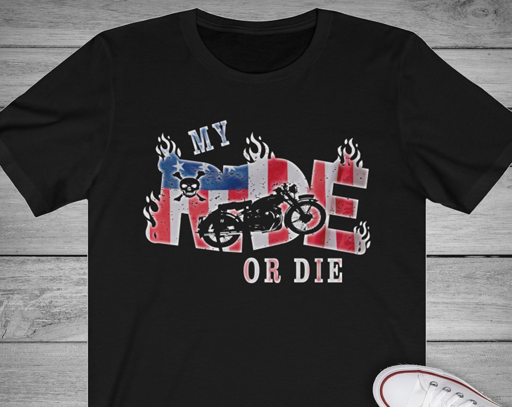 Discover My Ride Or Die Motorcycle Tee, 4th Of July Shirt, Motorbike T-shirt