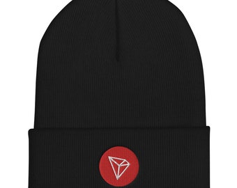 Tron Crypto Beanie Hat, Tron Cryptocurrency Hat, Tron Crypto Logo Hat, Tron Crypto Lover