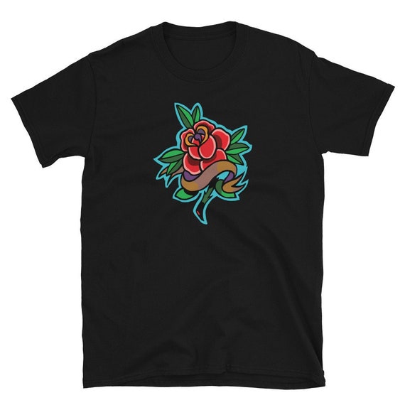 Traditional Rose Tattoo Shirt Red Rose Flower Tattoo Flash - Etsy