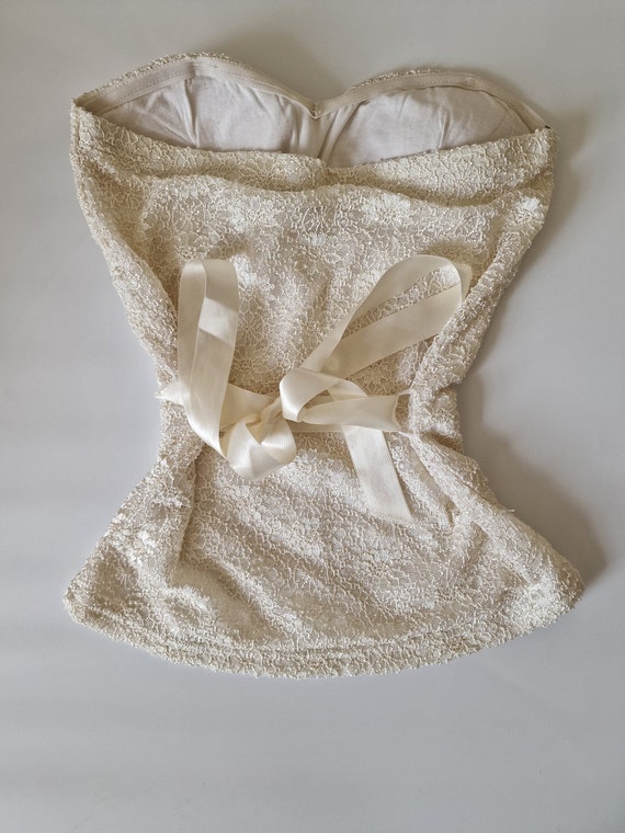 Morgan de Toi white sleeveless bustier top, lace,… - image 3