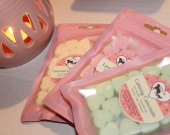 Pet friendly scented wax melts/ high quality soy wax/ natural essential oils/ heart shape/packs of 20 or 40.