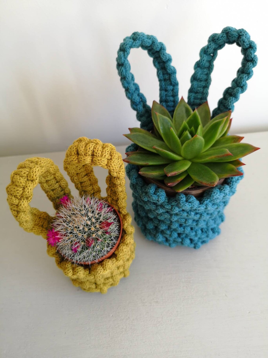 Macramé Easter bunny basket home decor handmade gift Etsy