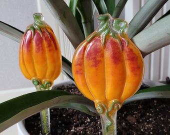 Pumpkin Plant Stakes Fused Glass