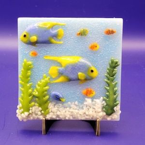 Fused Art Glass Tropical Fish Plaque