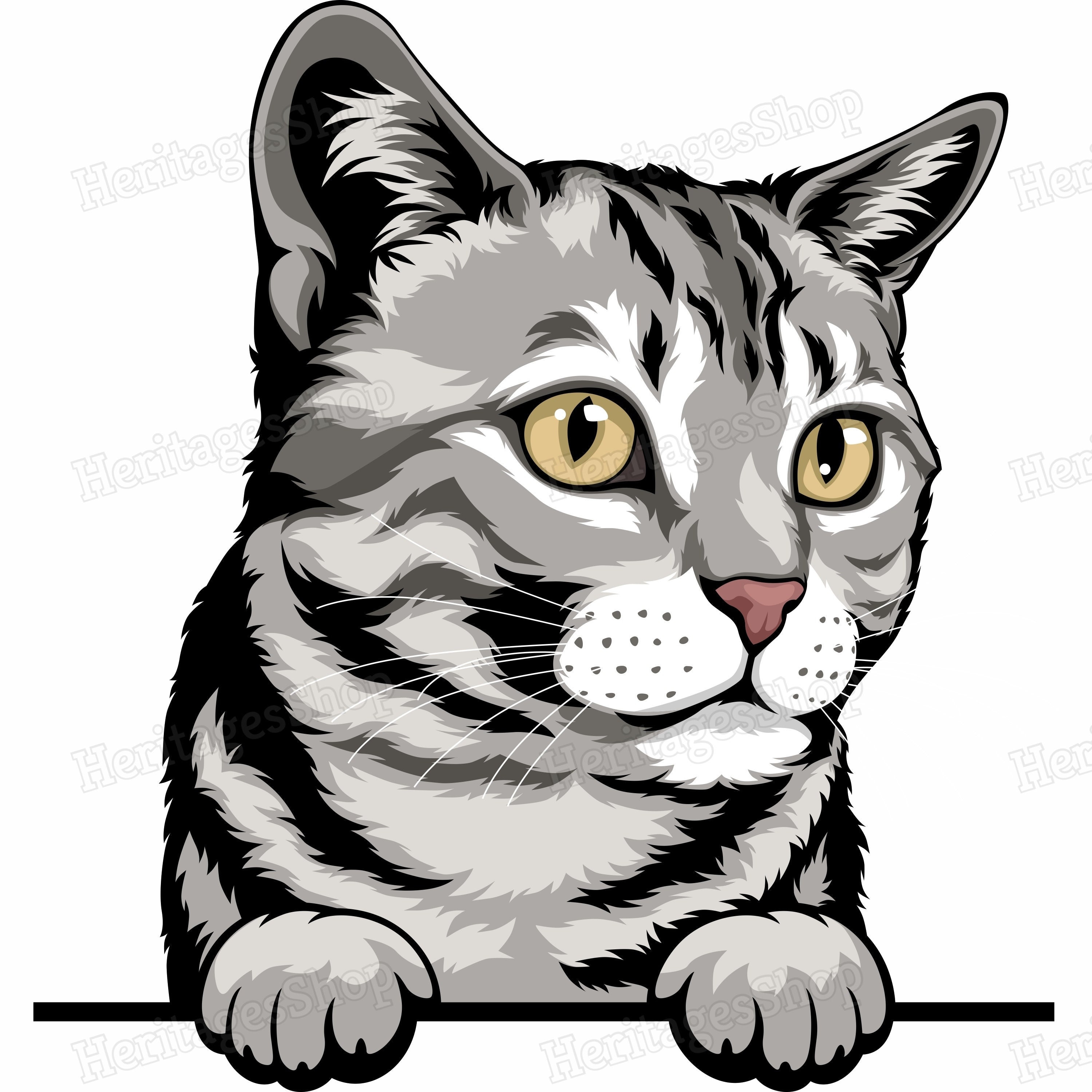 Tabby Gray and Black Cat Breed Illustration Peeking Line Peekaboo .svg .png .jpg commercial Tabby Gray and Black Cat Breed Illustration Peeking Line Peekaboo .svg .png .jpg commercial