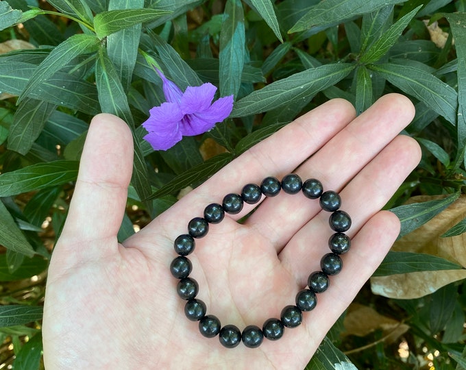 Authentic Black Shungite Bracelet - Protective Energy Healing Jewelry,Perfect for Mindfulness Gifts