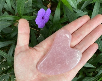 Natural Crystal Healing Crafts Handmade Pink Rose Quartz Guasha Boarder Crystal Beauty Gift
