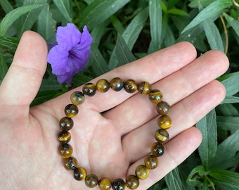Bracelet d'énergie de cristaux d'oeil de tigre jaune naturel Bracelets de bijoux de pierres précieuses de guérison faits à la main