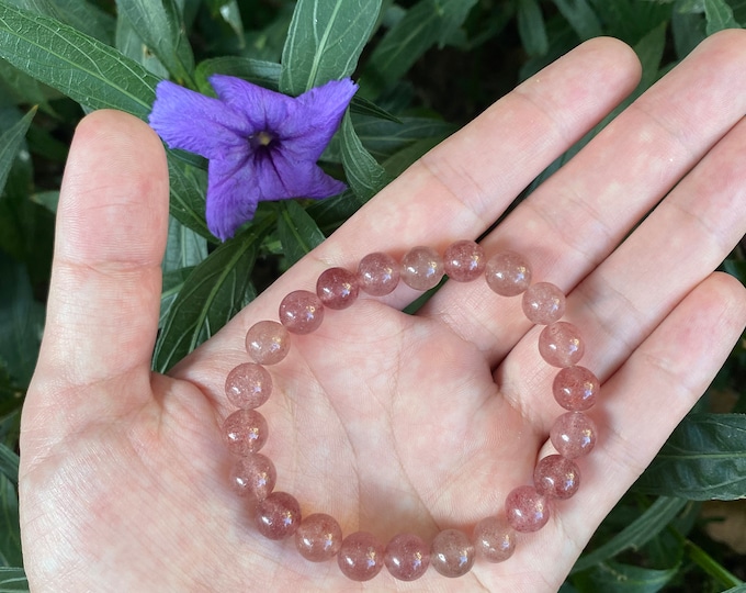 Top Quality Natural Strawberry Crystal Beads Bracelet - Handmade Energy Balancing Accessory, Unique Spiritual Gift