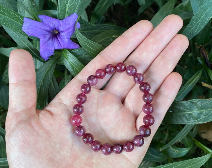 Natural Red Almandine Garnet Genuine Garnet Crystal Bracelet: Handcrafted Gift for Mom's Well-being