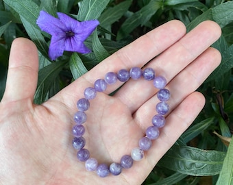 Exquisite Lepidolite Crystal Bracelet with Handcrafted Beads